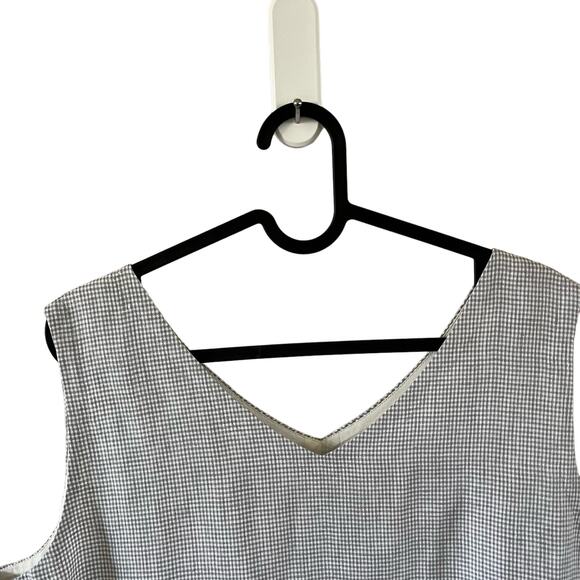 Garnet Hill Plus 100% Linen Grey Gingham Plaid Tank Maxi Dress Sz 18 Cottagecore - Picture 2 of 10